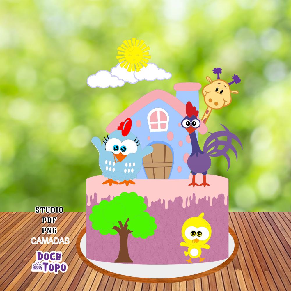 Topo de Bolo Galinha Pintadinha Mini Studio/PDF/PNG