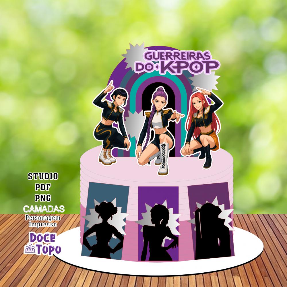 Topo de Bolo Guerreiras do K-Pop 03 Studio/PDF/PNG