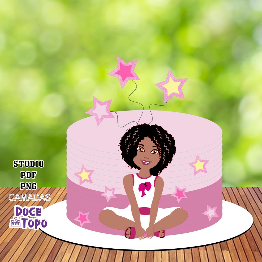 Topo de Bolo Barbie 20 Studio/PDF/PNG