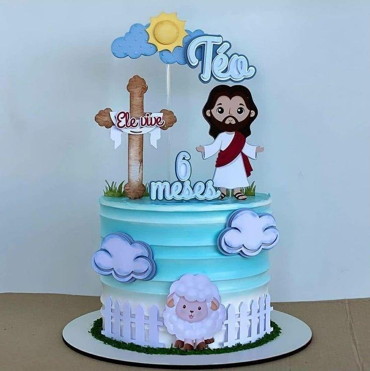 Topo de Bolo Cristão 12 - Ovelhinha Studio/PDF/PNG