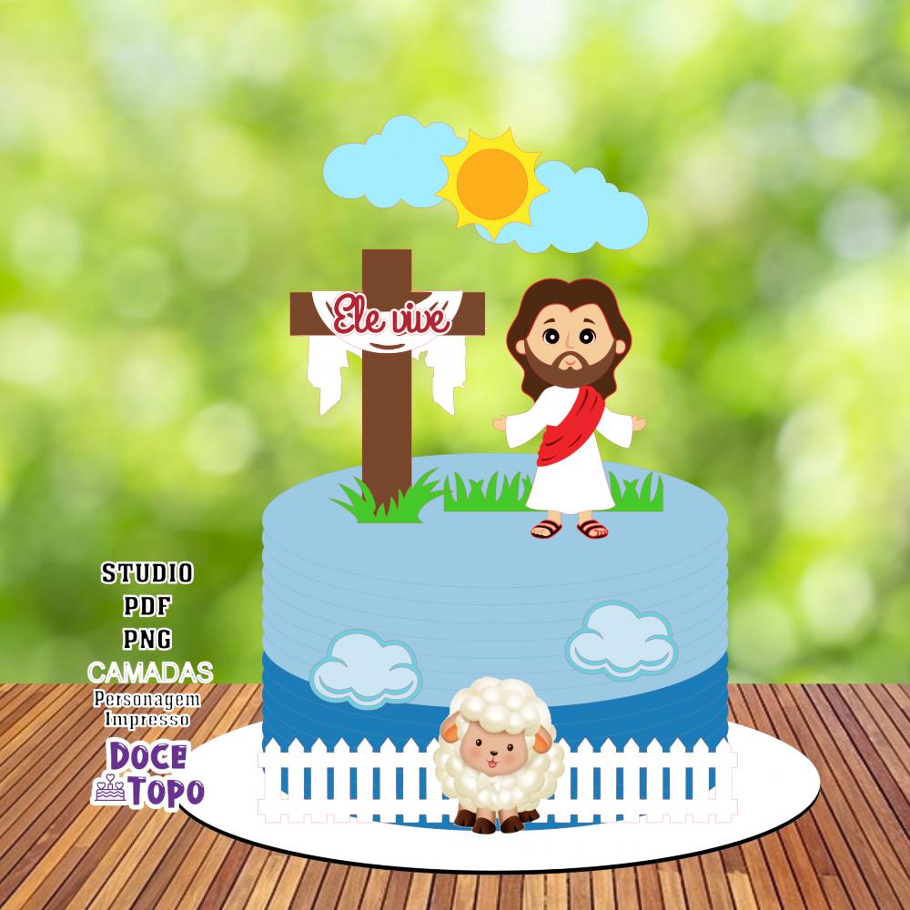 Topo de Bolo Cristão 12 - Ovelhinha Studio/PDF/PNG