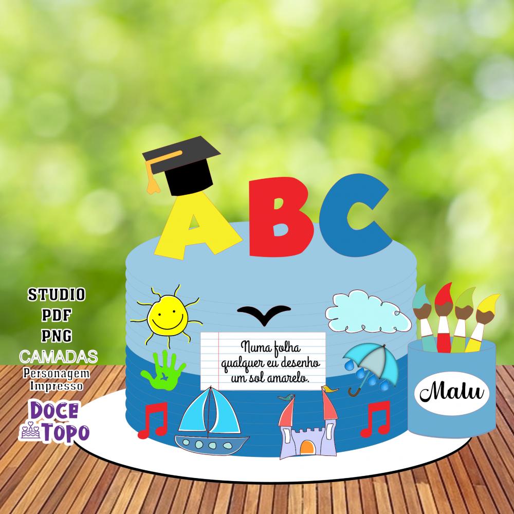 Topo de Bolo Formatura ABC 01 Studio/PDF/PNG
