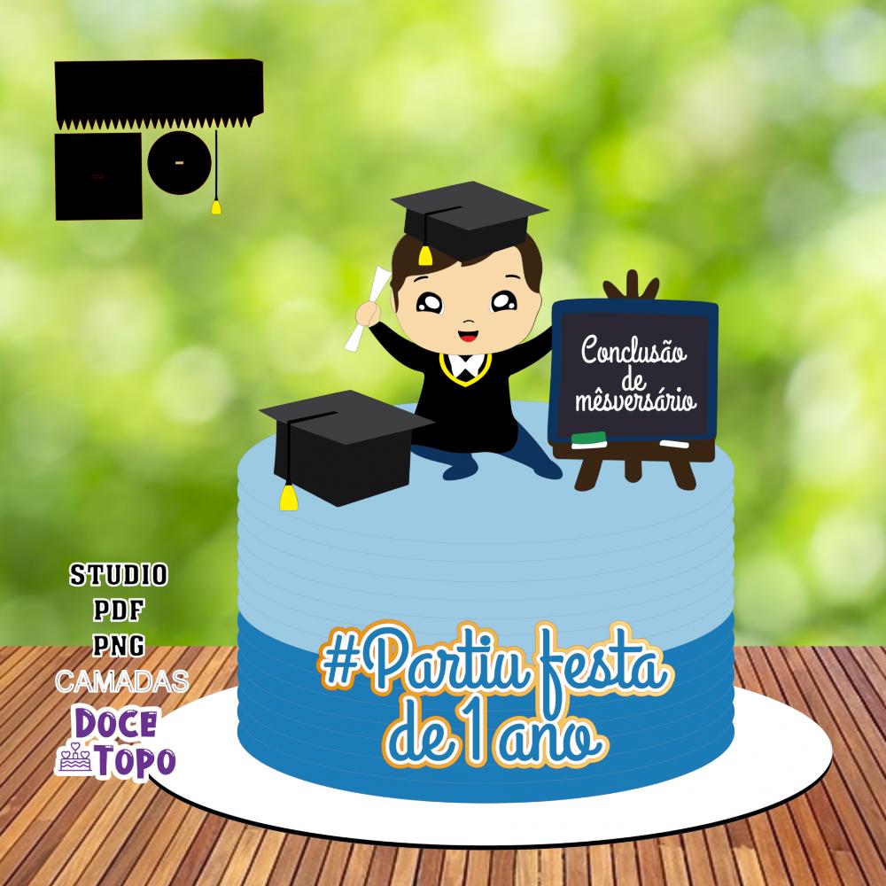 Topo de Bolo Formatura Mesversário 02 Studio/PDF/PNG