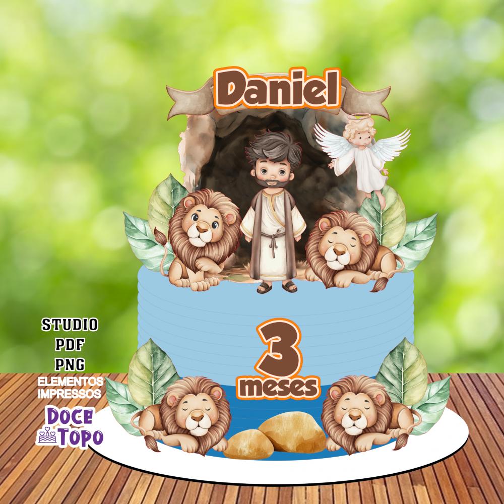 Topo de Bolo Cristão - Daniel na Cova dos Leões 02 Studio/PDF/P
