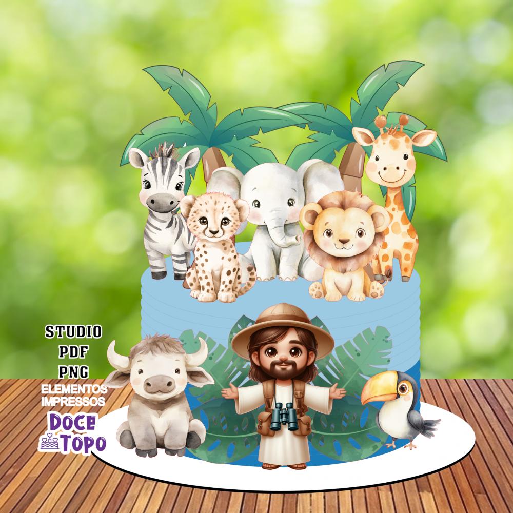 Topo de Bolo Cristão Safari do Senhor 01 Studio/PDF/PNG