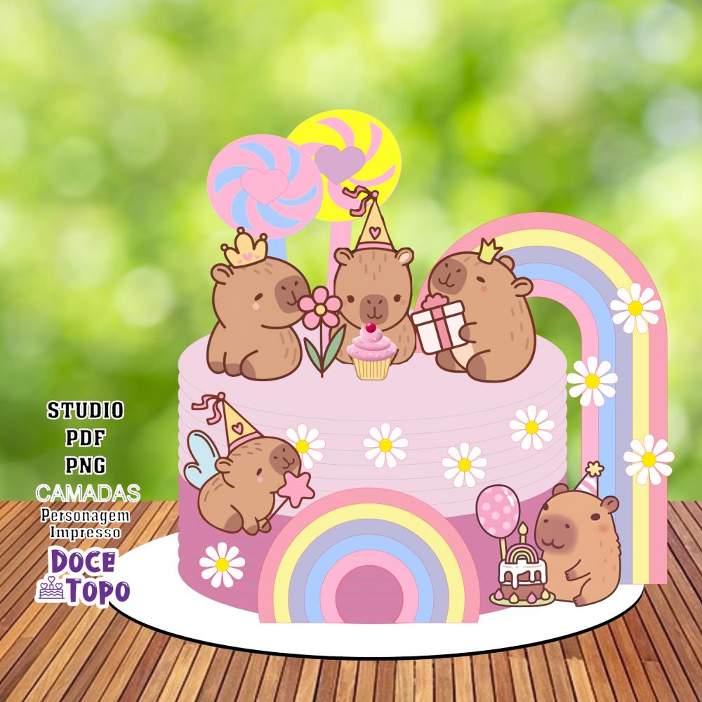 Topo de Bolo Capivara 06 Studio/PDF/PNG
