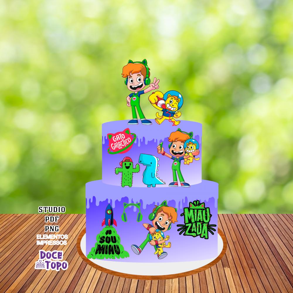 Topo de Bolo Gato Galactico 01 Studio/PDF/PNG