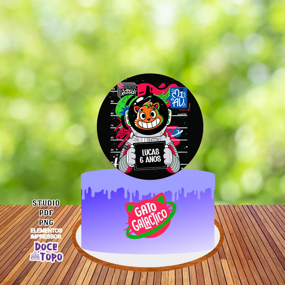 Topo de Bolo Gato Galactico 02 Studio/PDF/PNG