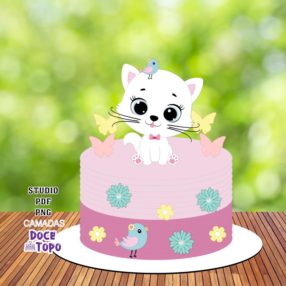 Topo de Bolo Gatinhos 05 Studio/PDF/PNG