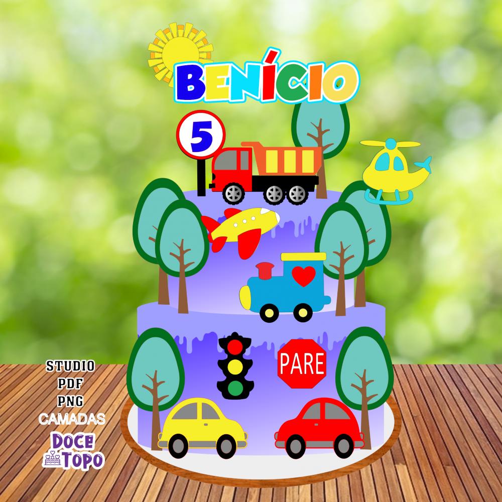 Topo de Bolo Carrinhos 06 Studio/PDF/PNG