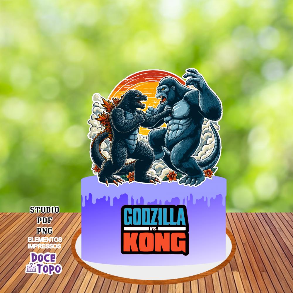 Topo de Bolo Godzilla vs Kong 02 Studio/PDF/PNG