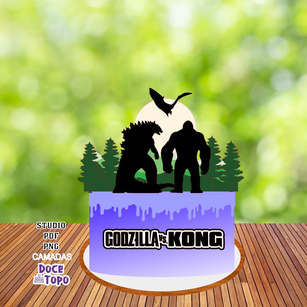 Topo de Bolo Godzilla vs Kong 03 Studio/PDF/PNG