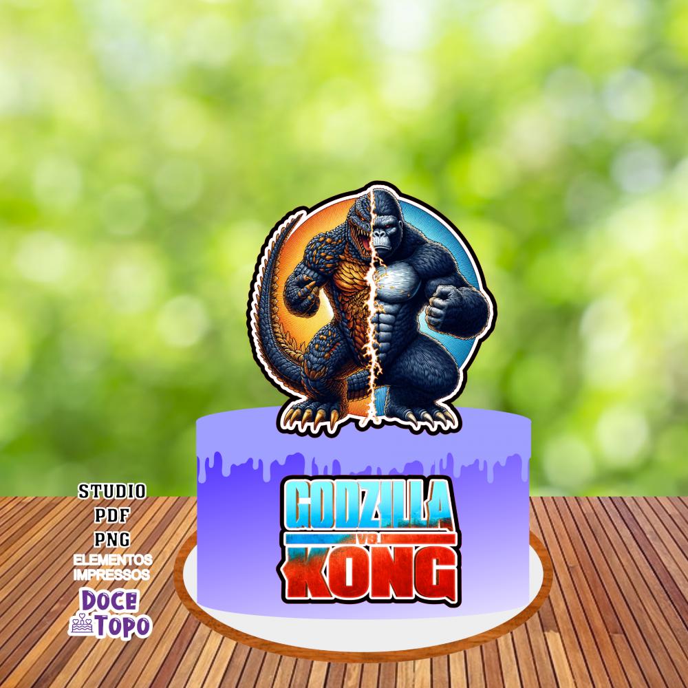 Topo de Bolo Godzilla vs Kong 04 Studio/PDF/PNG