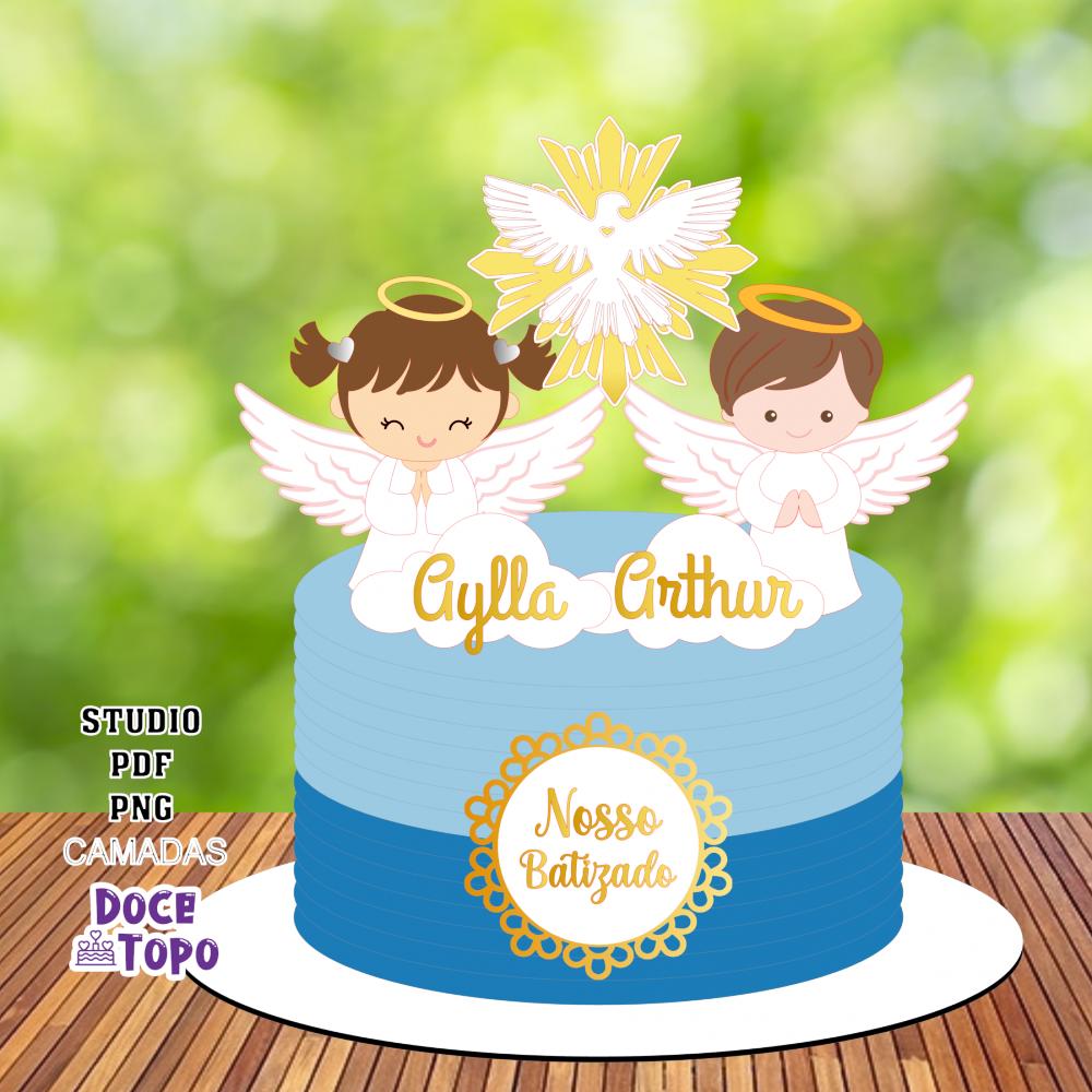 Topo de Bolo Batizado 10 Studio/PDF/PNG