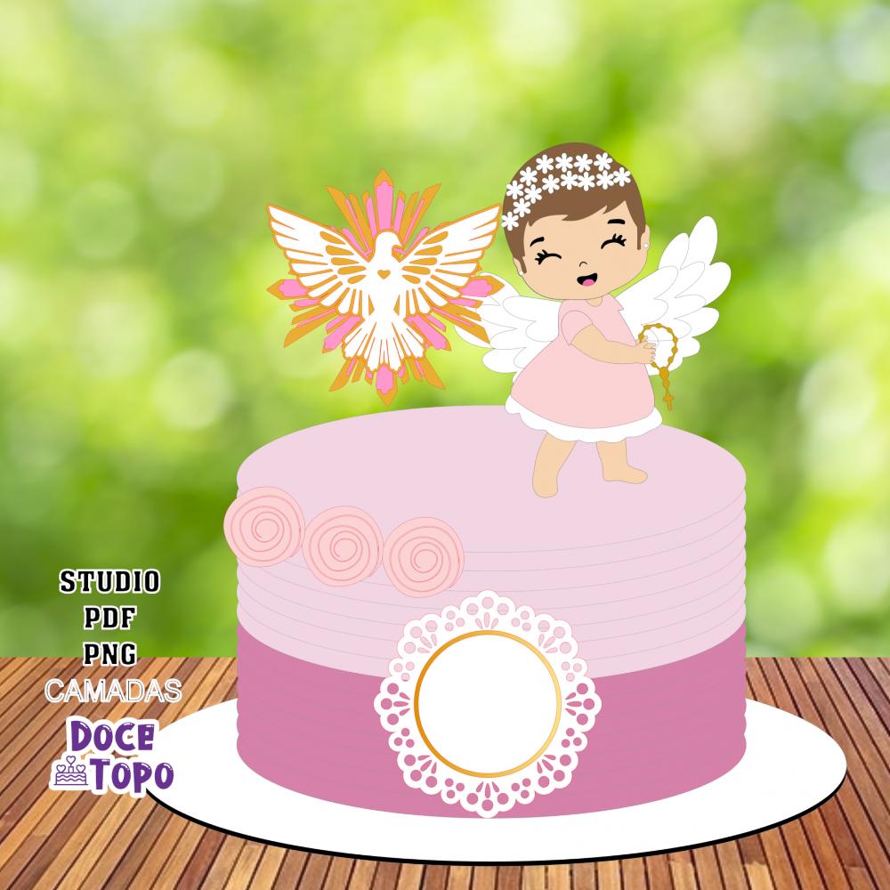 Topo de Bolo Batizado 37 Studio/PDF/PNG