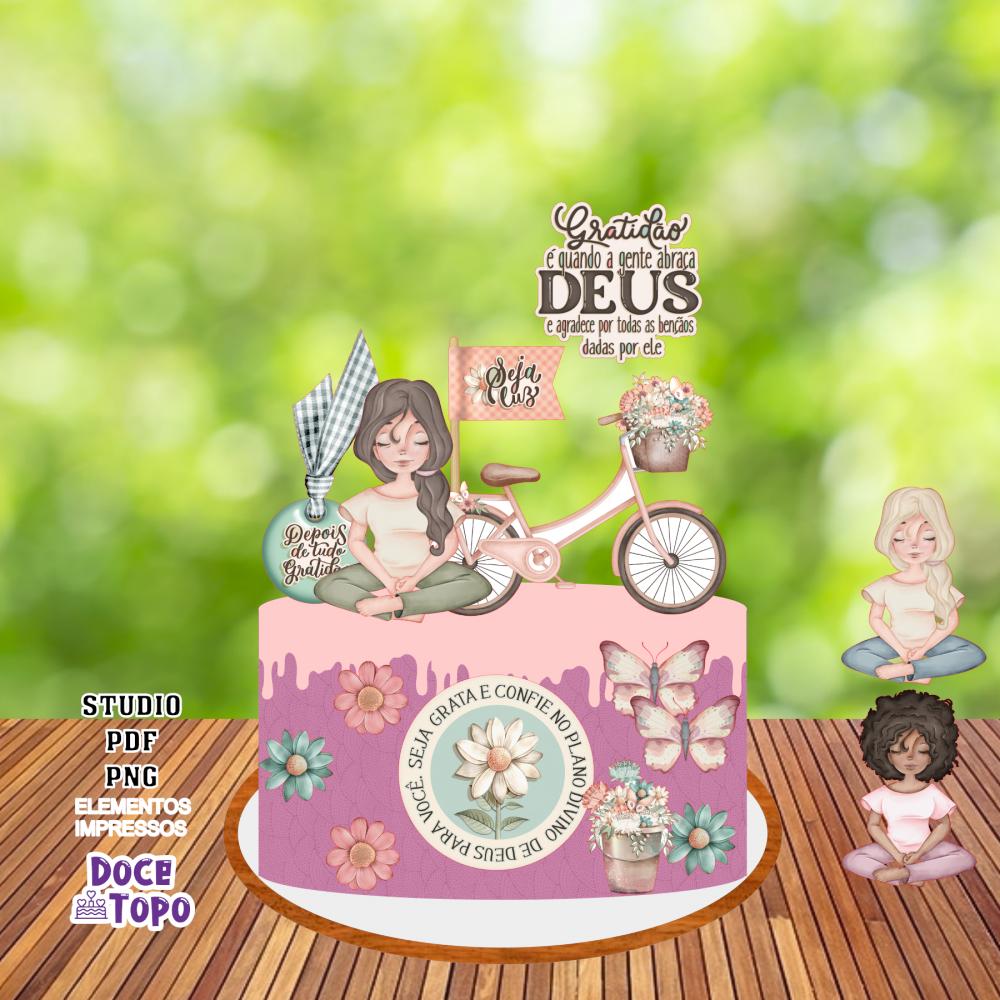 Topo de Bolo Gratidão 02 Studio/PDF/PNG
