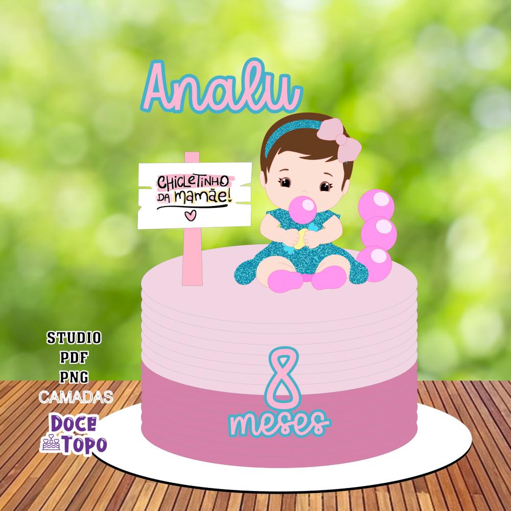 Topo de Bolo Bebê Chicletinho da Mamãe Studio/PDF/PNG
