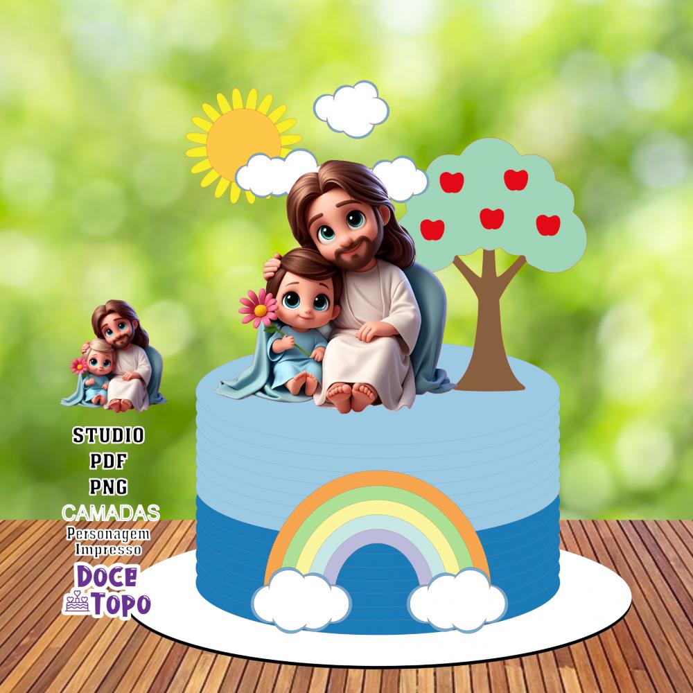 Topo de Bolo Cristão Menino 01 Studio/PDF/PNG