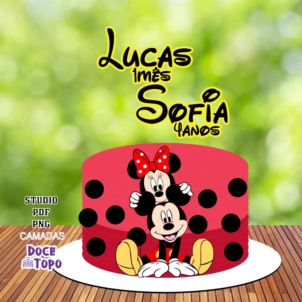 Topo de Bolo Mickey e Minnie 01 Studio/PDF/PNG