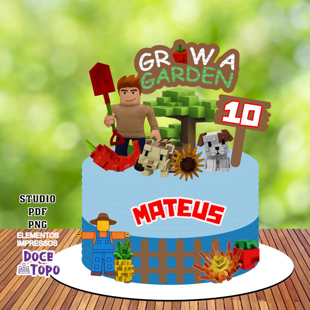 Topo de Bolo Grow a Garden 01 Studio/PDF/PNG