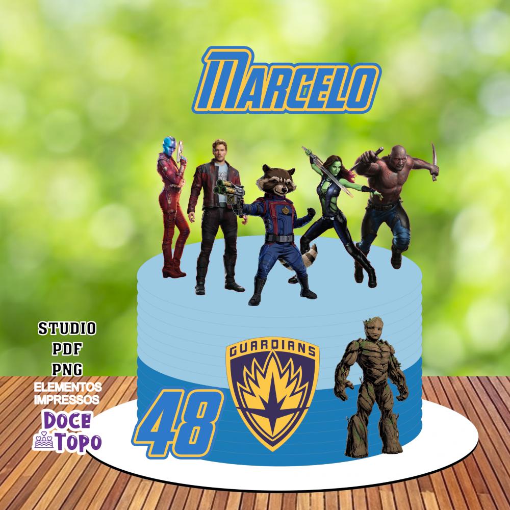 Topo de Bolo Guardiões da Galáxia 01 Studio/PDF/PNG