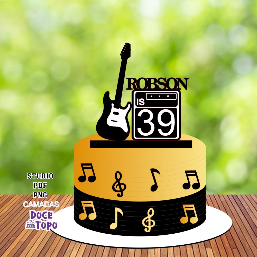 Topo de Bolo Guitarra 01 Studio/PDF/PNG