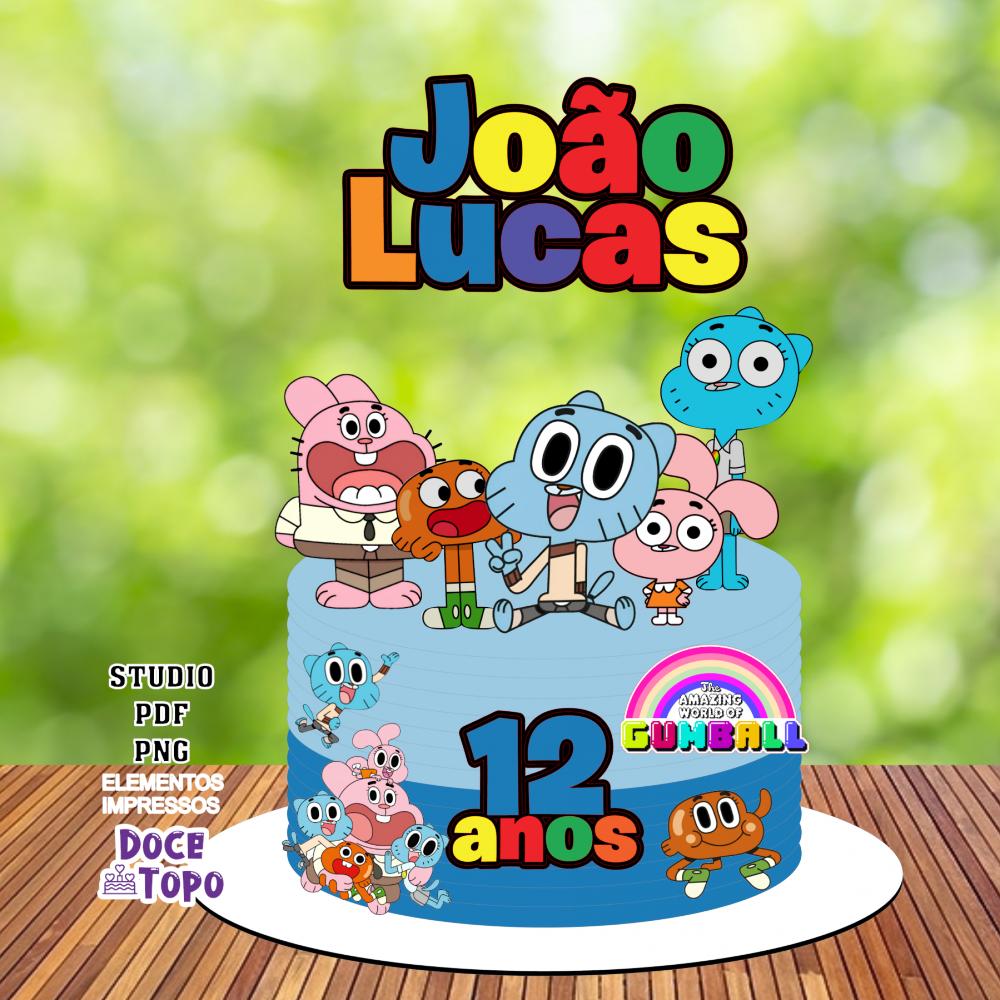 Topo de Bolo Gumball 01 Studio/PDF/PNG
