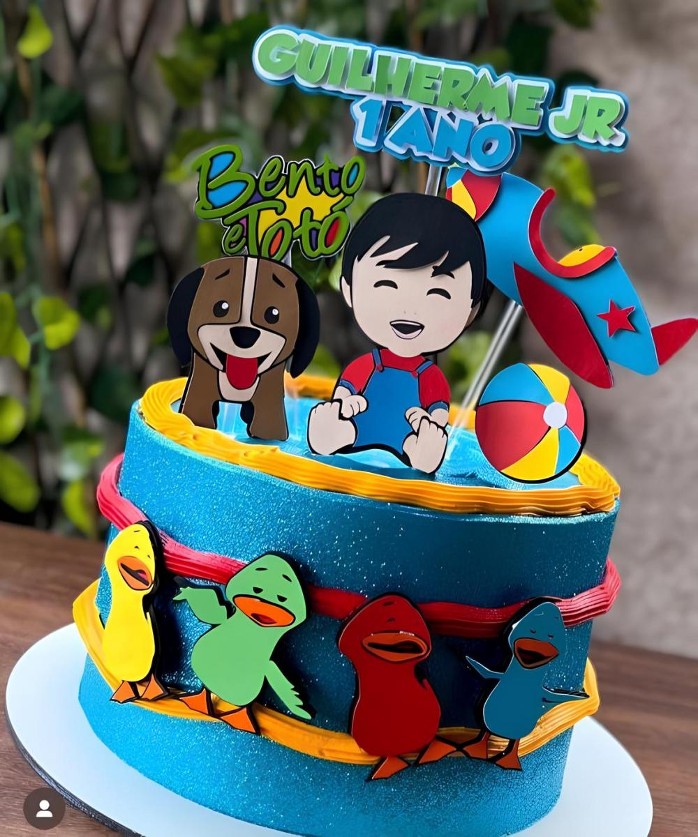 Topo de Bolo Bento e Totó 04 Studio/PDF/PNG