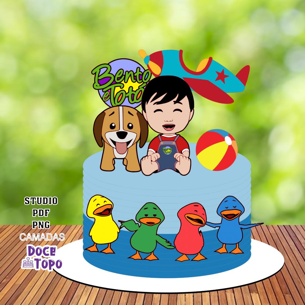 Topo de Bolo Bento e Totó 04 Studio/PDF/PNG