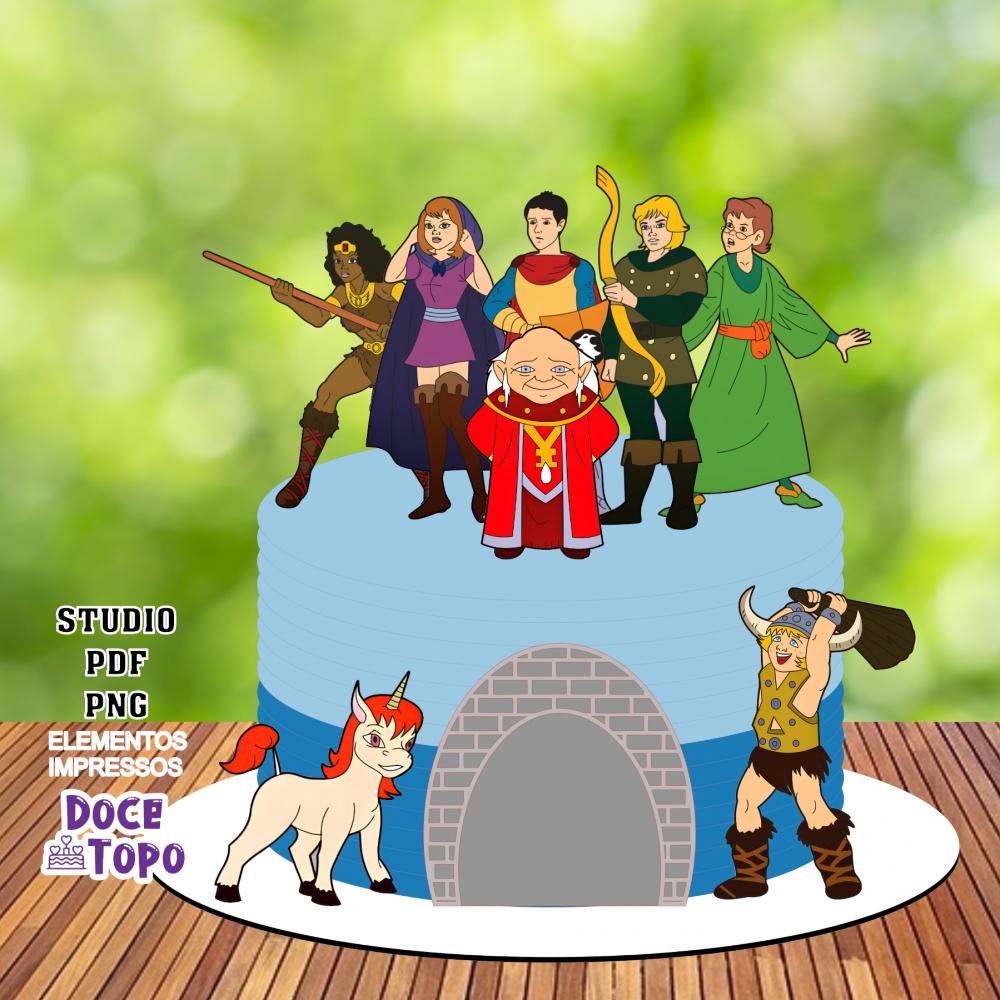 Topo de Bolo Caverna do Dragão 01 Studio/PDF/PNG
