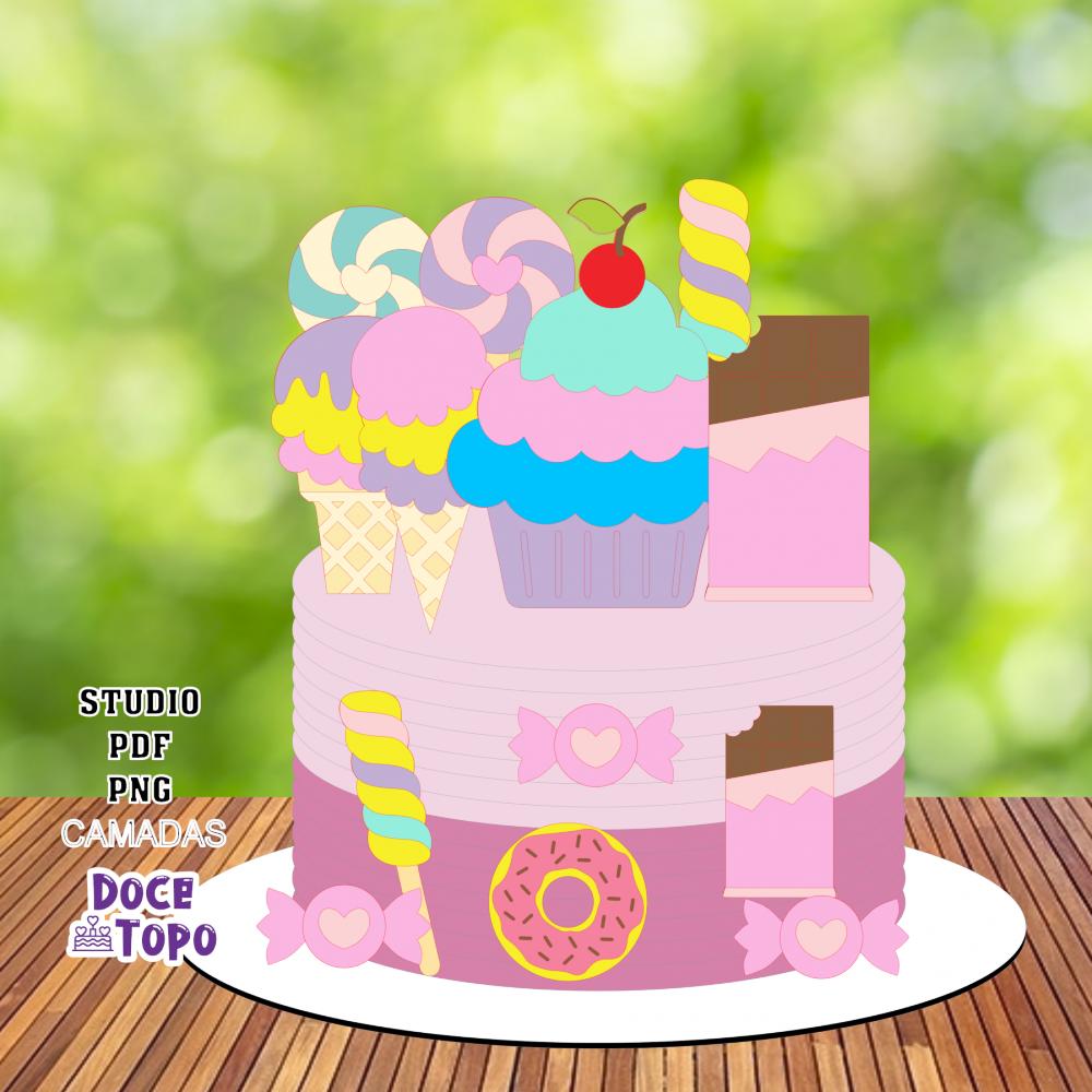 Topo de Bolo Guloseimas 07 Studio/PDF/PNG