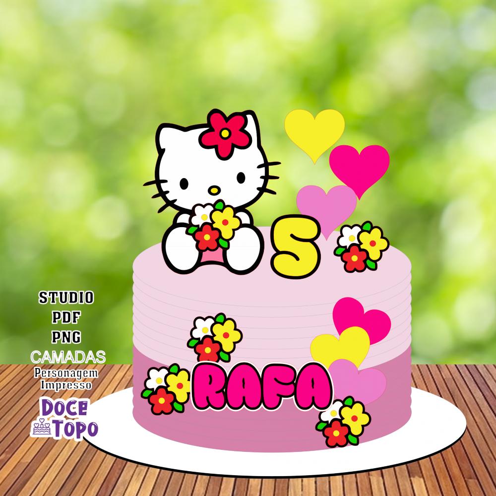 Topo de Bolo Hello Kitty 02 Studio/PDF/PNG
