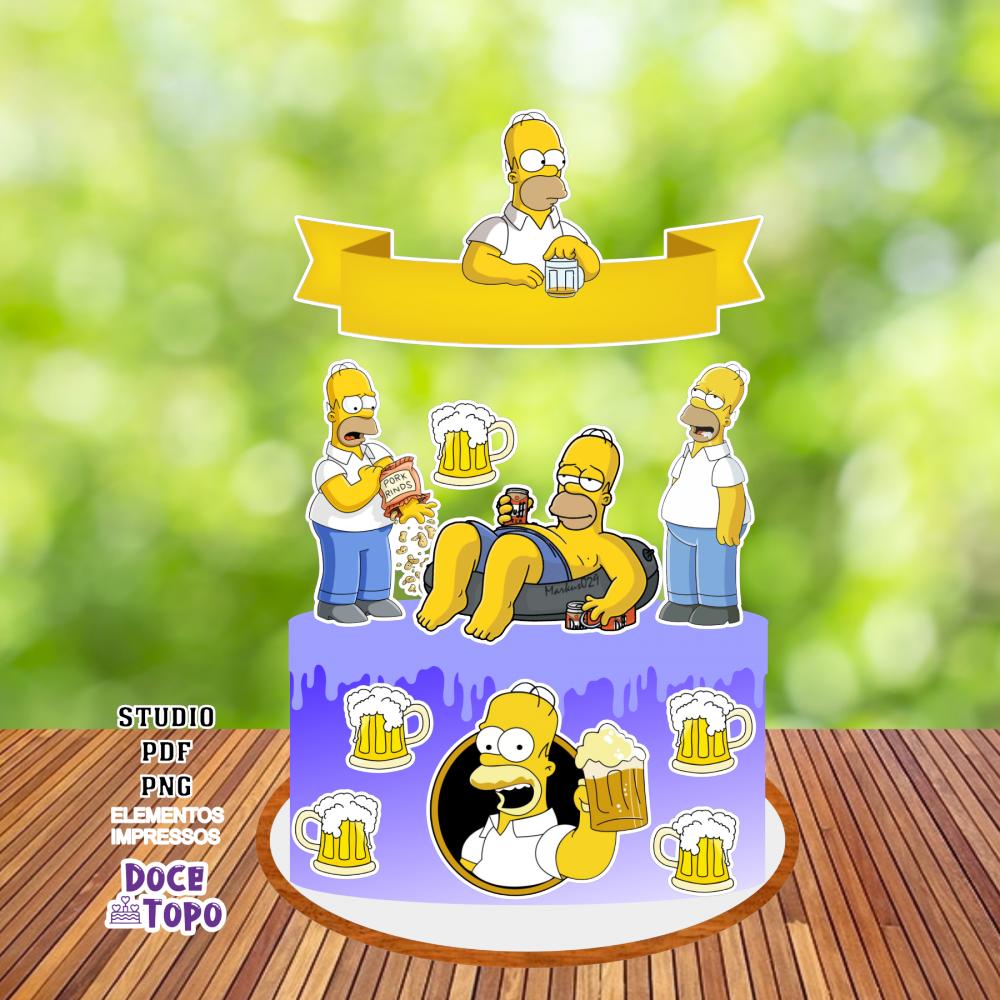 Topo de Bolo Homer Simpson 01 Studio/PDF/PNG