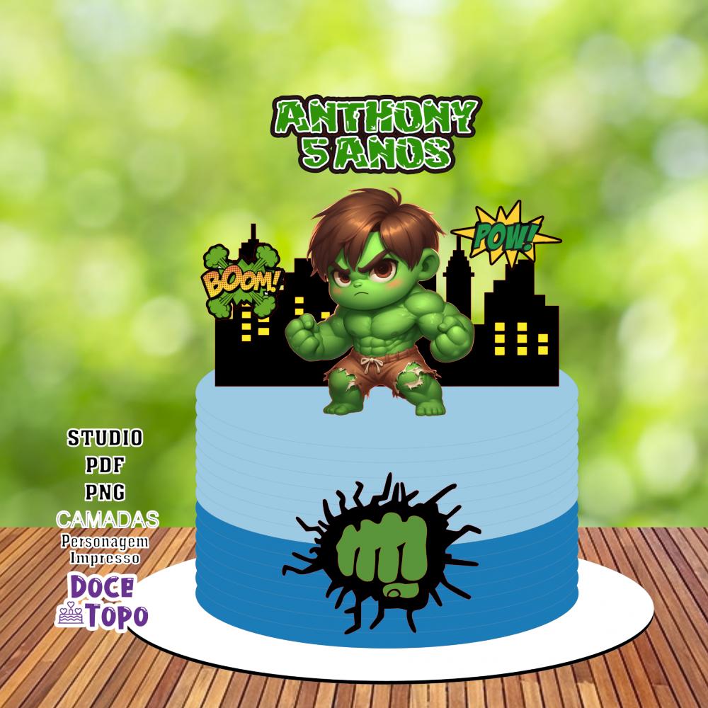 Topo de Bolo Hulk Baby 02 Studio/PDF/PNG