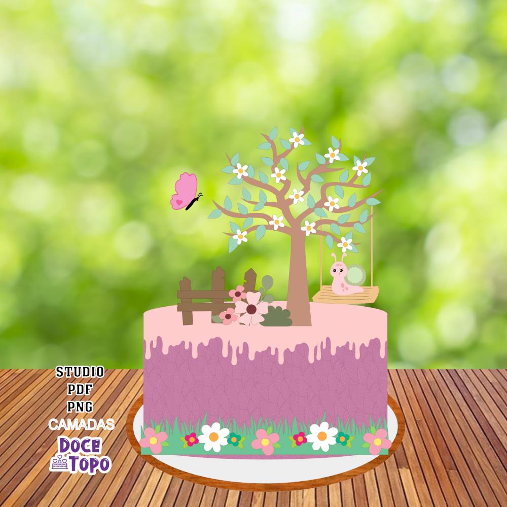 Topo de Bolo Jardim Encantado 04 Studio/PDF/PNG