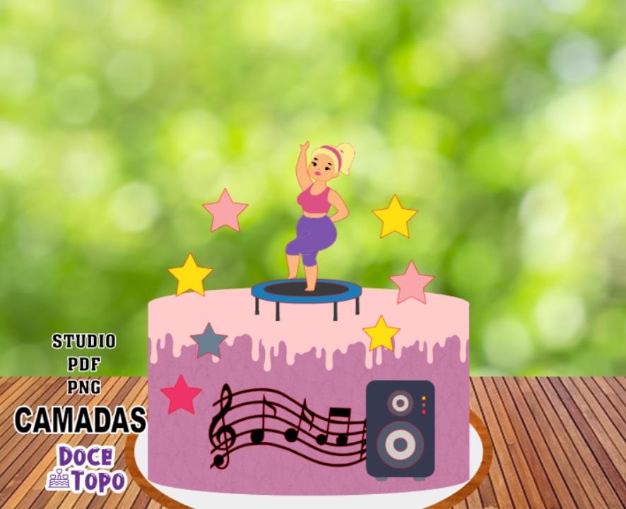 Topo de Bolo Jump Fit Studio/PDF/PNG