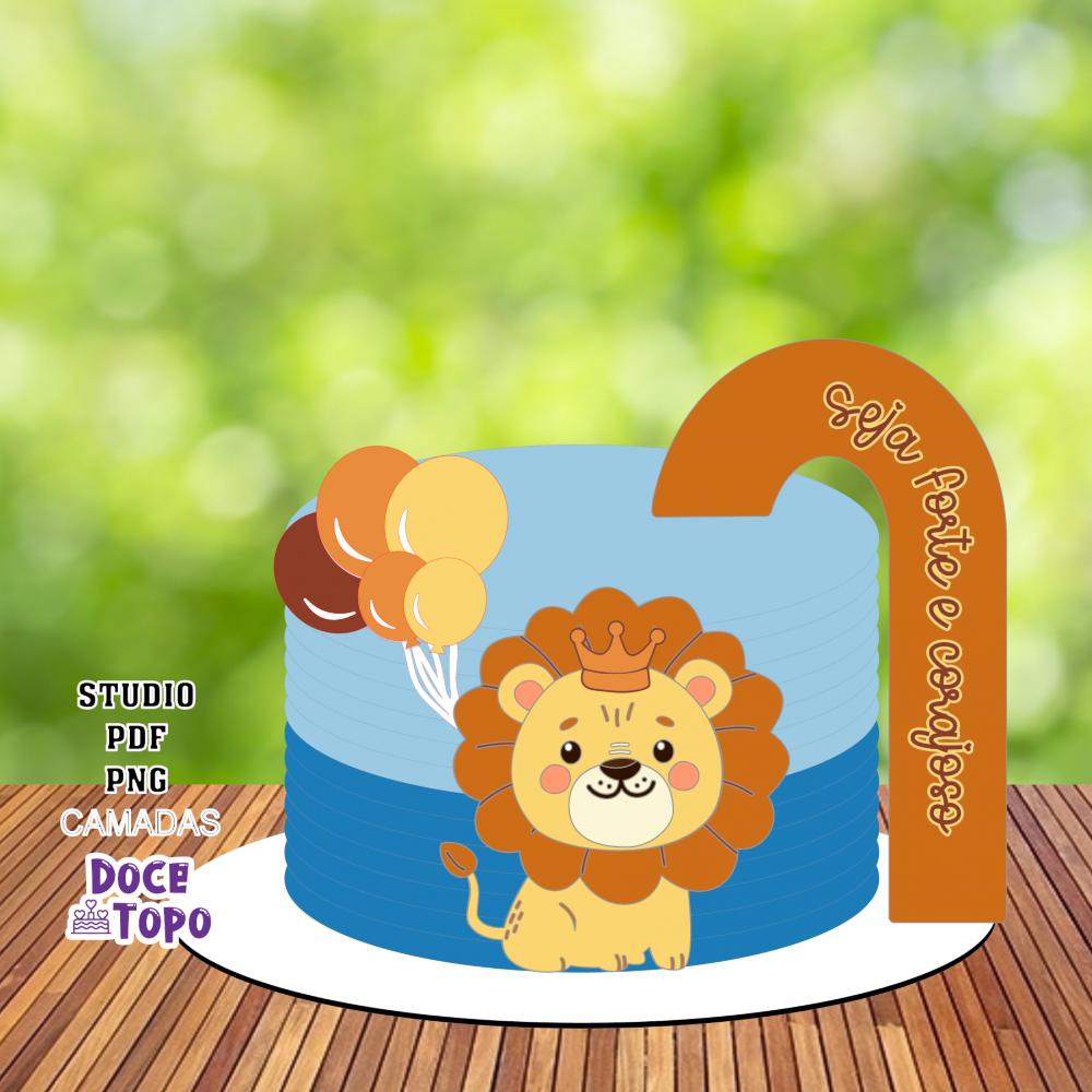 Topo de Bolo Leãozinho 04 Studio/PDF/PNG