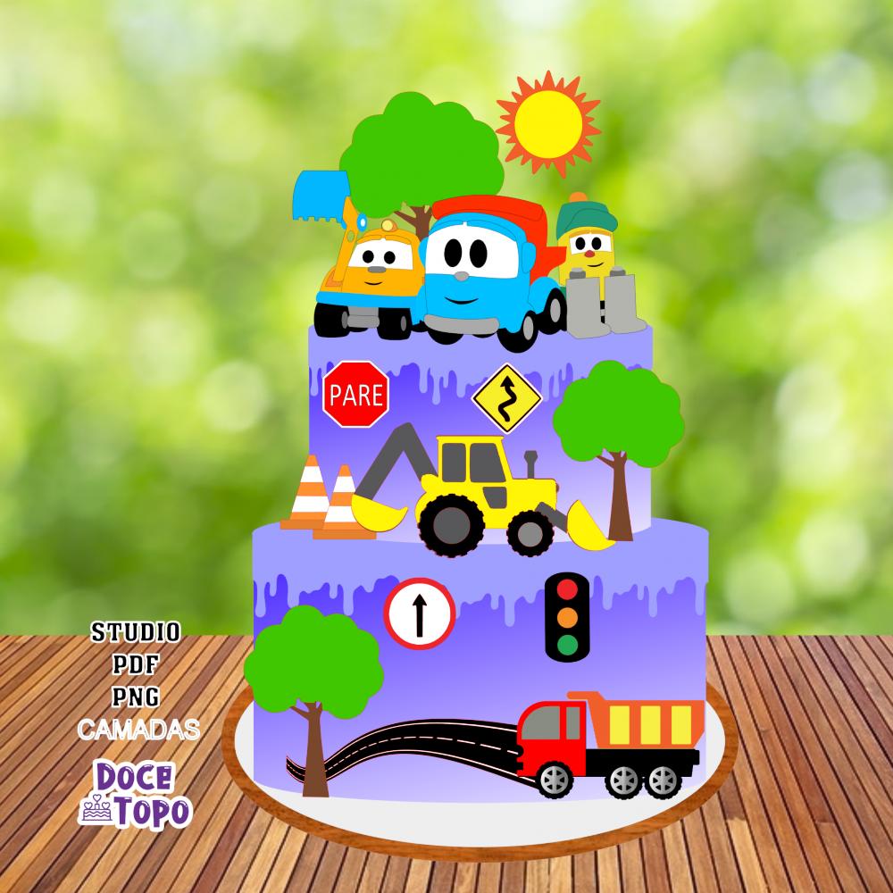 Topo de Bolo Léo o Caminhão 03 Studio/PDF/PNG