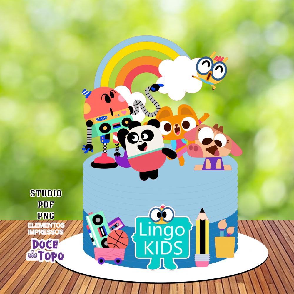 Topo de Bolo Lingo Kids 01 Studio/PDF/PNG