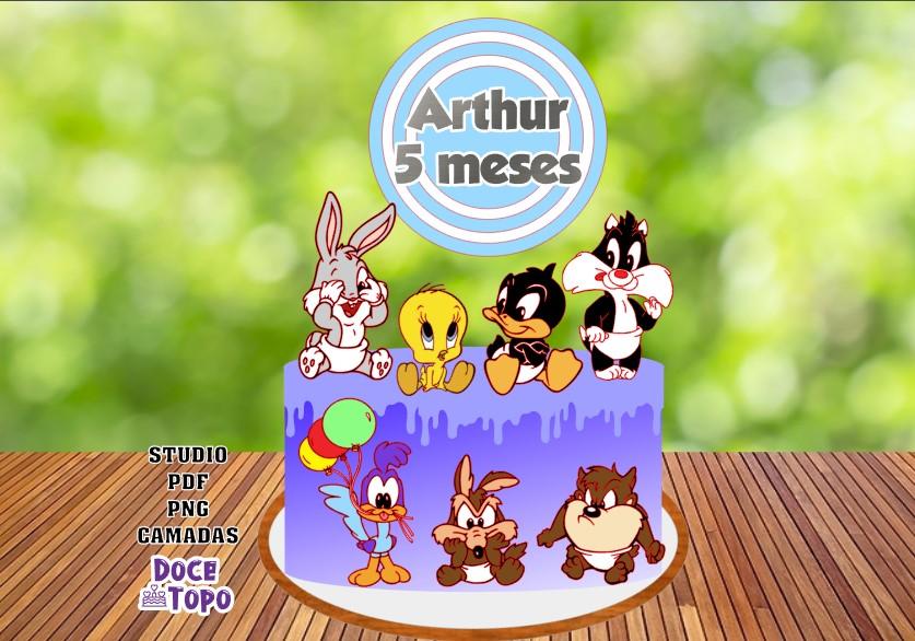 Topo de Bolo Looney Tunes Baby 02 Studio/PDF/PNG