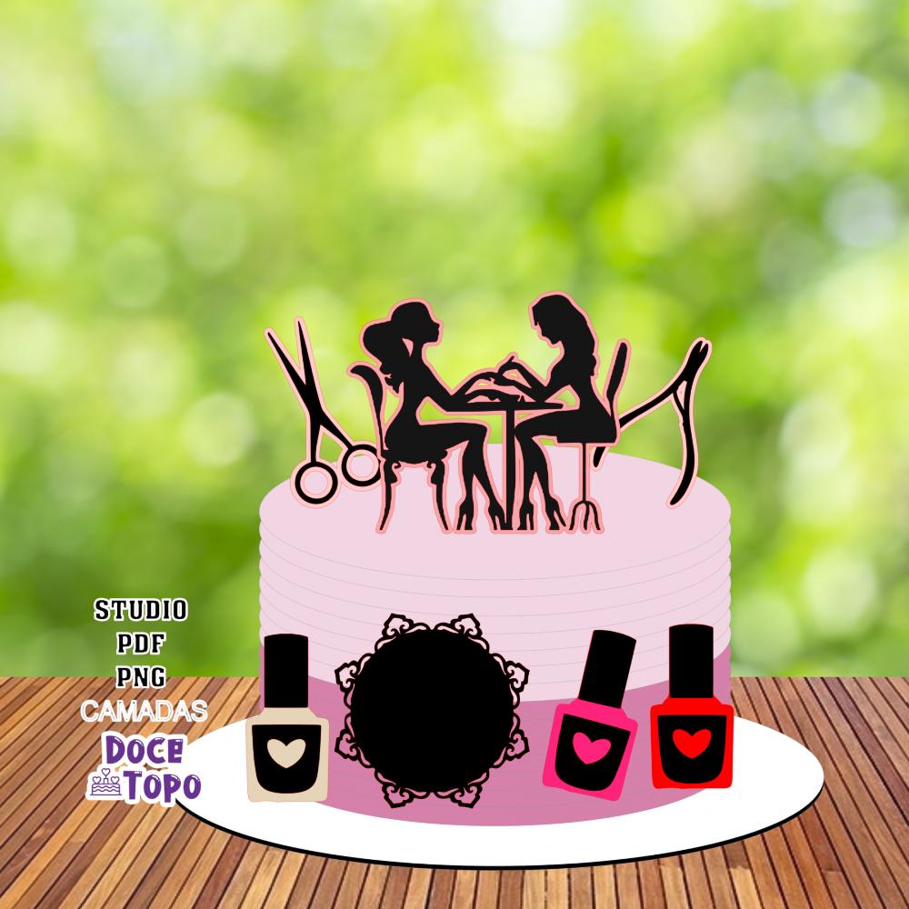 Topo de Bolo Manicure 01 Studio/PDF/PNG