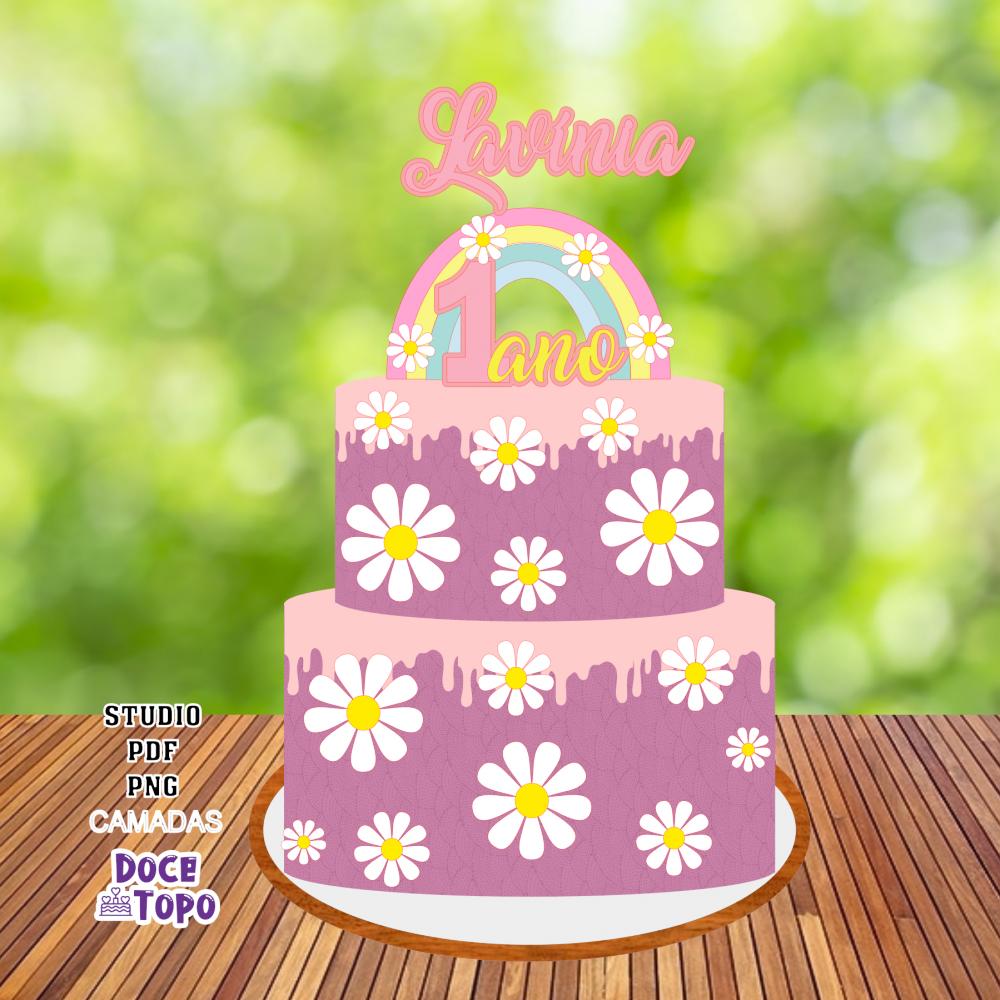 Topo de Bolo Margaridas 01 Studio/PDF/PNG