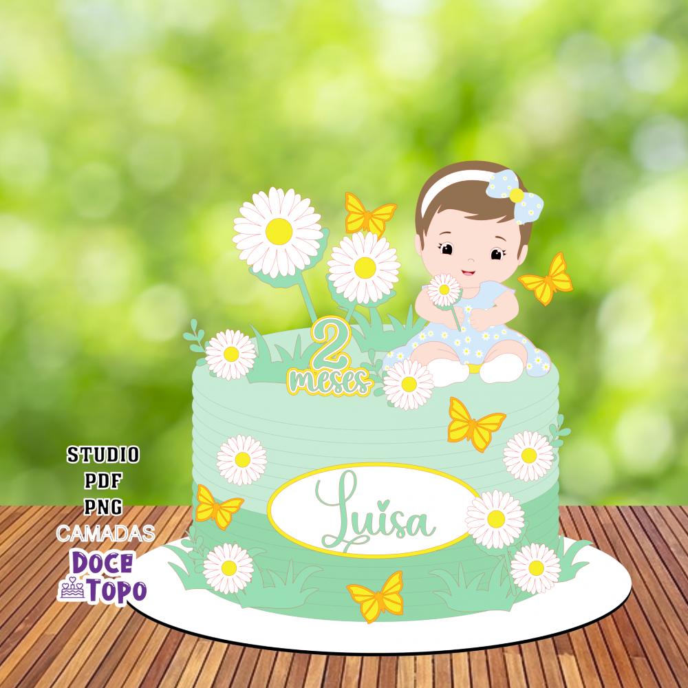 Topo de Bolo Margaridas 02 Studio/PDF/PNG