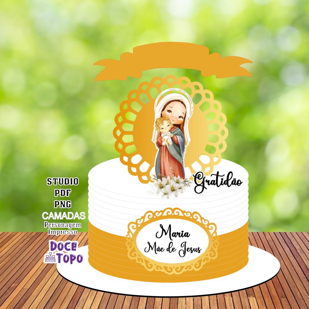 Topo de Bolo Maria Mãe de Jesus Studio/PDF/PNG