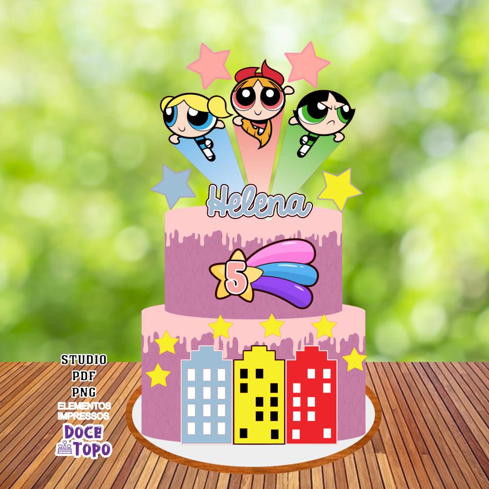 Topo de Bolo Meninas Superpoderosas 02 Studio/PDF/PNG
