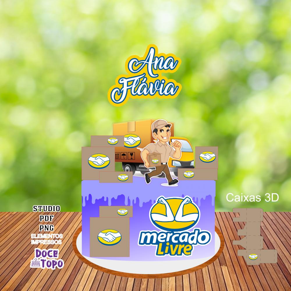 Topo de Bolo Mercado Livre 01 Studio/PDF/PNG