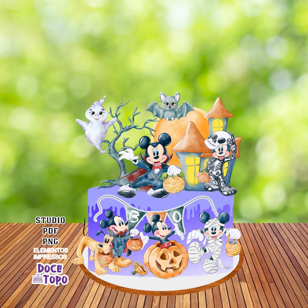 Topo de Bolo Mickey Halloween 01 Studio/PDF/PNG