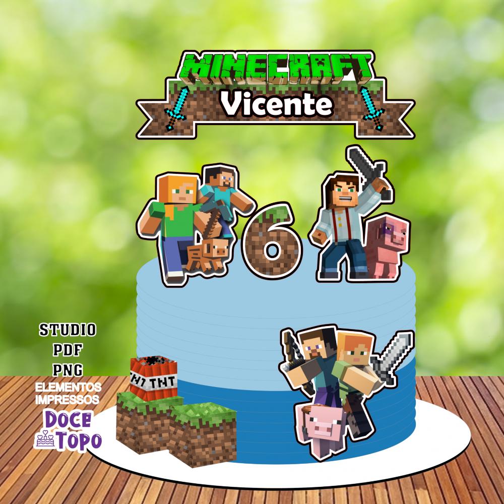Topo de Bolo Minecraft 01 Studio/PDF/PNG