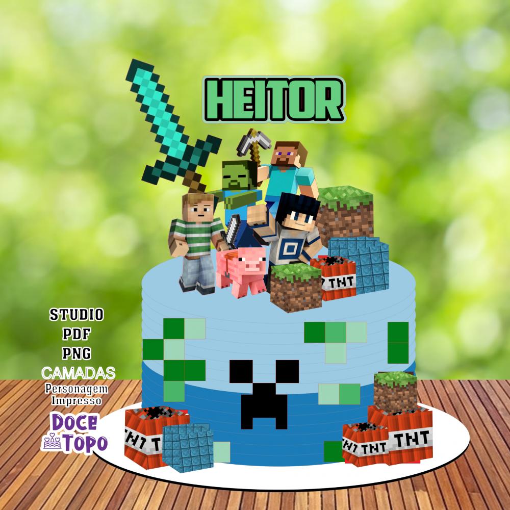 Topo de Bolo Minecraft 02 Studio/PDF/PNG