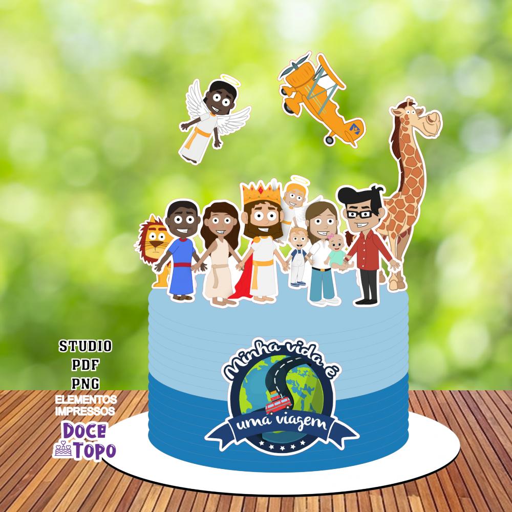 Topo de Bolo Minha Vida é uma Viagem 02 - Studio/PDF/PNG